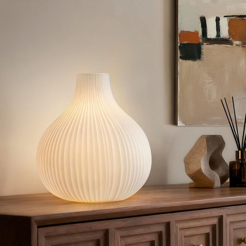 Rondure 8.7" Modern Ceramic Table Lamp, Fully Dimmable Modern Bedside Lamps for Bedroom, Living Room and Nightstand, White Translucent Cera…