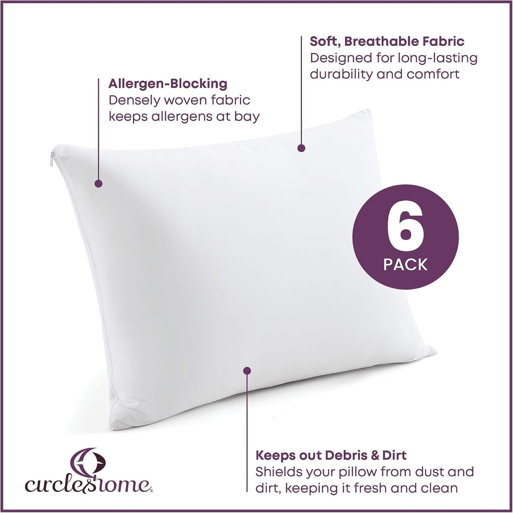 CirclesHome Standard Zippered Pillow Protectors | 100% Cotton Breathable Pillow Covers | Protects Pillows from Dirt, Dust, and Debris | (St…