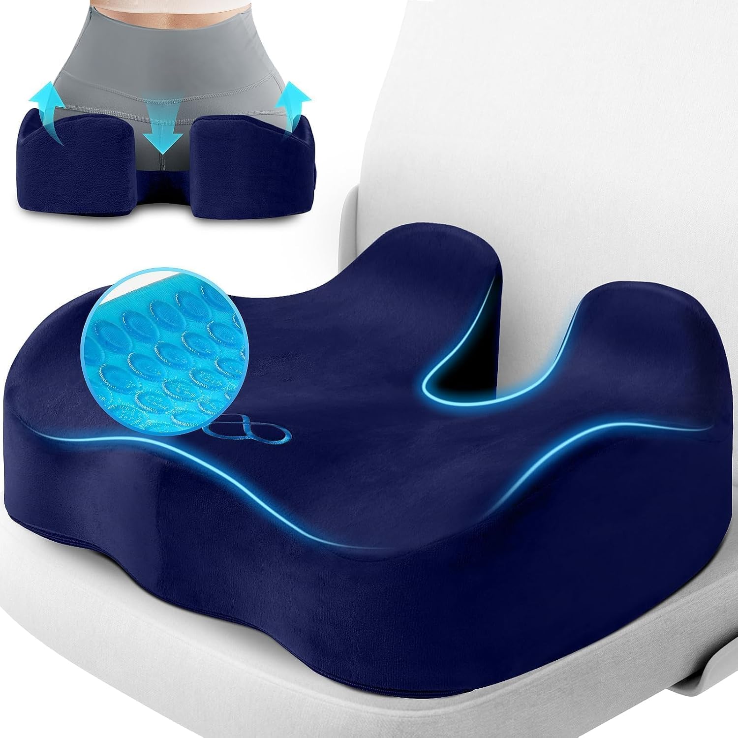 CushyOasis Seat Cushion, Gel Chair Cushions, Office Chair Cushions, Anti-Slip Bottom & Removable Cover Tailbone Cushion, Memory Foam Seat C…