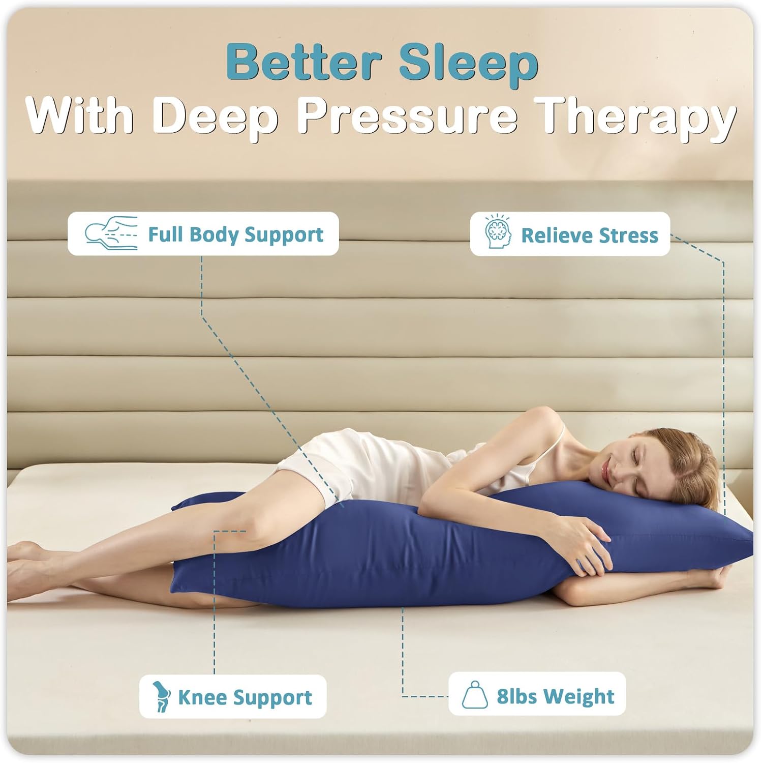Mioto Weighted Body Pillow for Adult(48" x 14") - Weighted Pillow for Better Sleep, Cooling Body Pillow with Tencel Cover, Long Pillow for…