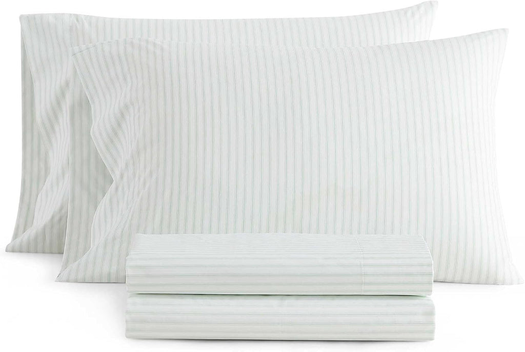 MarthaStewart Martha Stewart - Full Size Sheets Set, Crisp & Tailored Cooling Sheets with a Smooth Cotton Percale Lightweight Feel - Bed Sh…