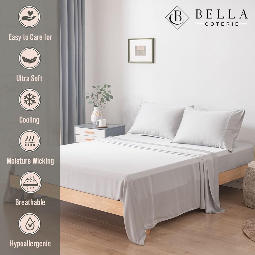 Bella Coterie Luxury Bamboo Viscose Full Size Sheet Set | 100% Organically Grown | Ultra Soft | Cooling for Hot Sleepers | 18" Deep…