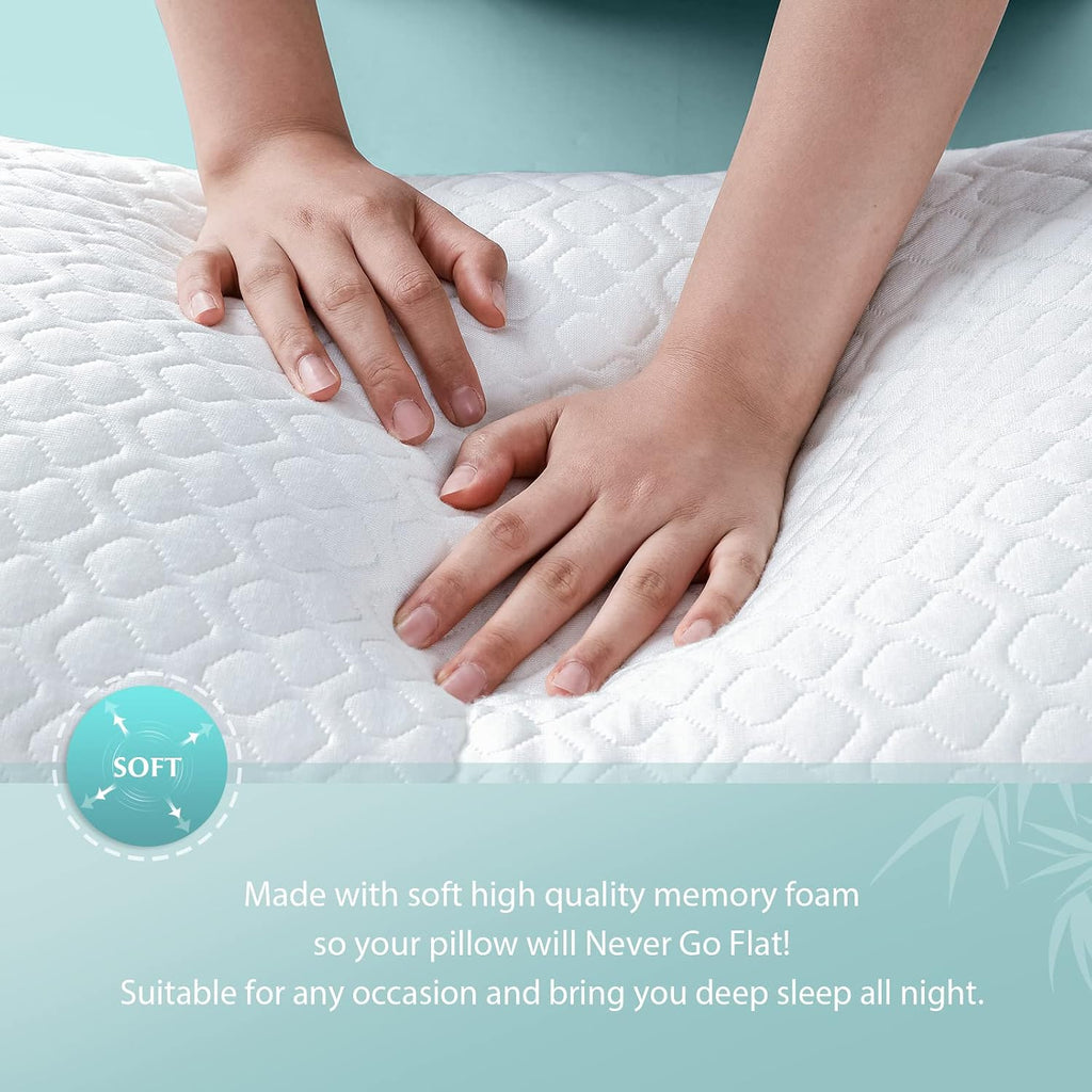 Rainmr Extra Thick Body Pillow Memory Foam – Long Pillow for Adults – Thicker Inner Case – Soft & Cooling Double Pillowcases, 20 x 54…