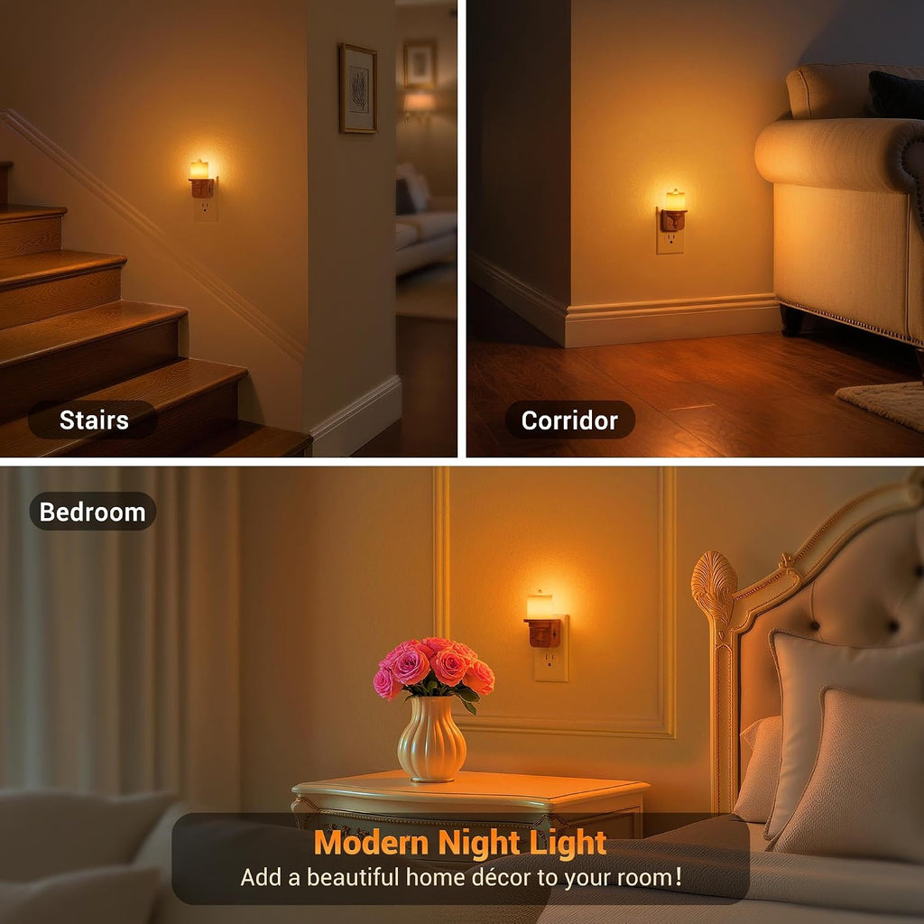 JandCase Flameless Candle Night Light, 2 Pack Night Lights Plug into Wall, 2000K Amber, 0-100LM Dimmable Nightlight, Dusk to Dawn Sensor…