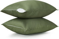 BestSeason Cotton Pillow Protectors/Cases Standard Size with Zipper 2 Pack Olive Green Color, Cooling & Breathable Bed Pillow Protectors Set…