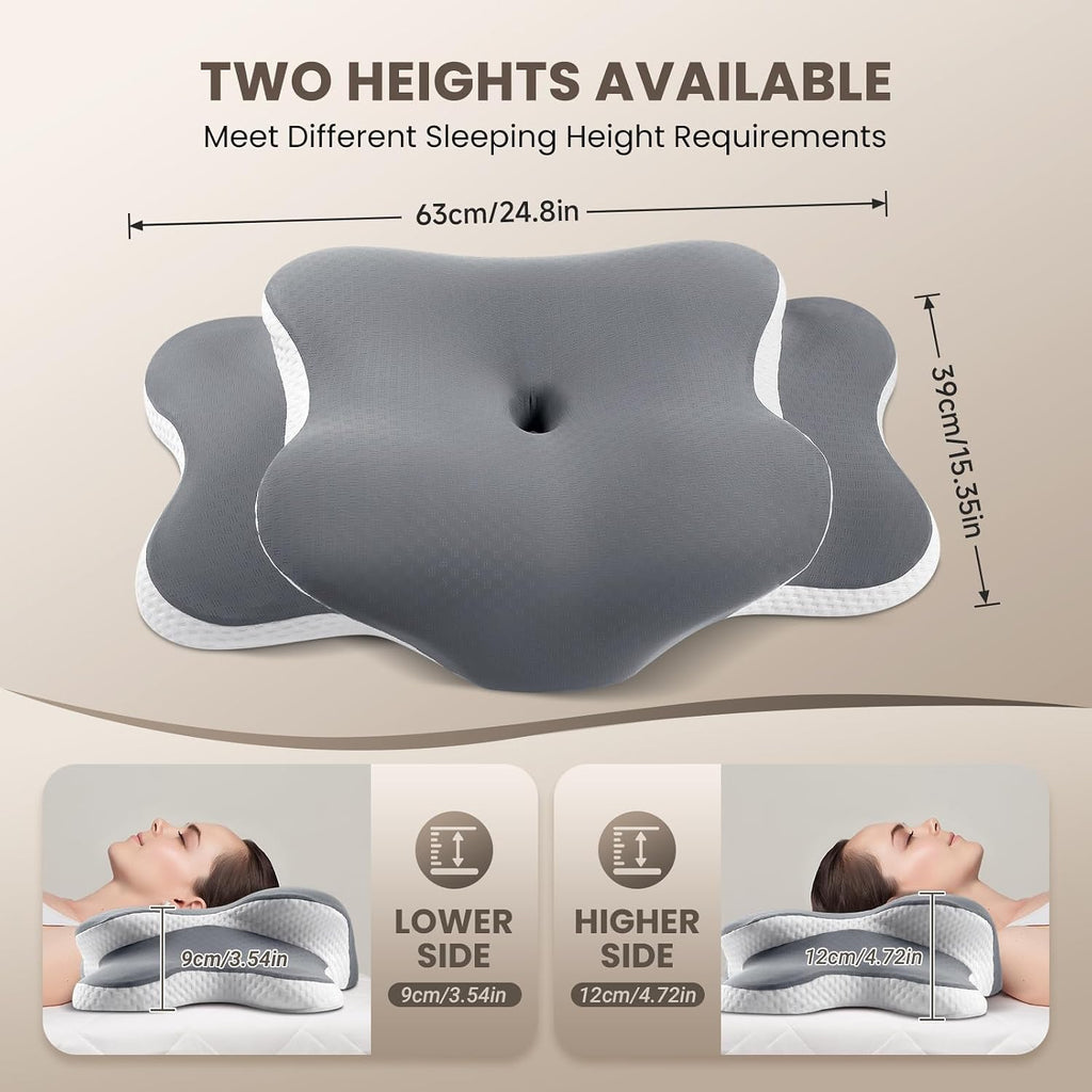 A-Pce 2 Pack Neck Cervical Pillow for Sleeping, Memory Foam Pillow with Soft Cover, Ergonomic Support Pillow for Neck & Shoulder