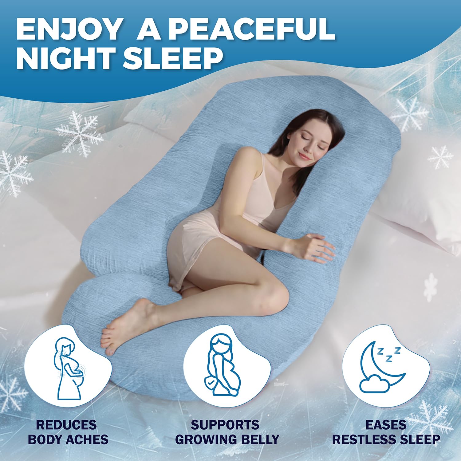 Pillani Pregnancy Pillows for Sleeping - V C U Shaped Full Body Pillow with Removable Cover, 57inch Cooling Maternity Pillow for Pregnant W…