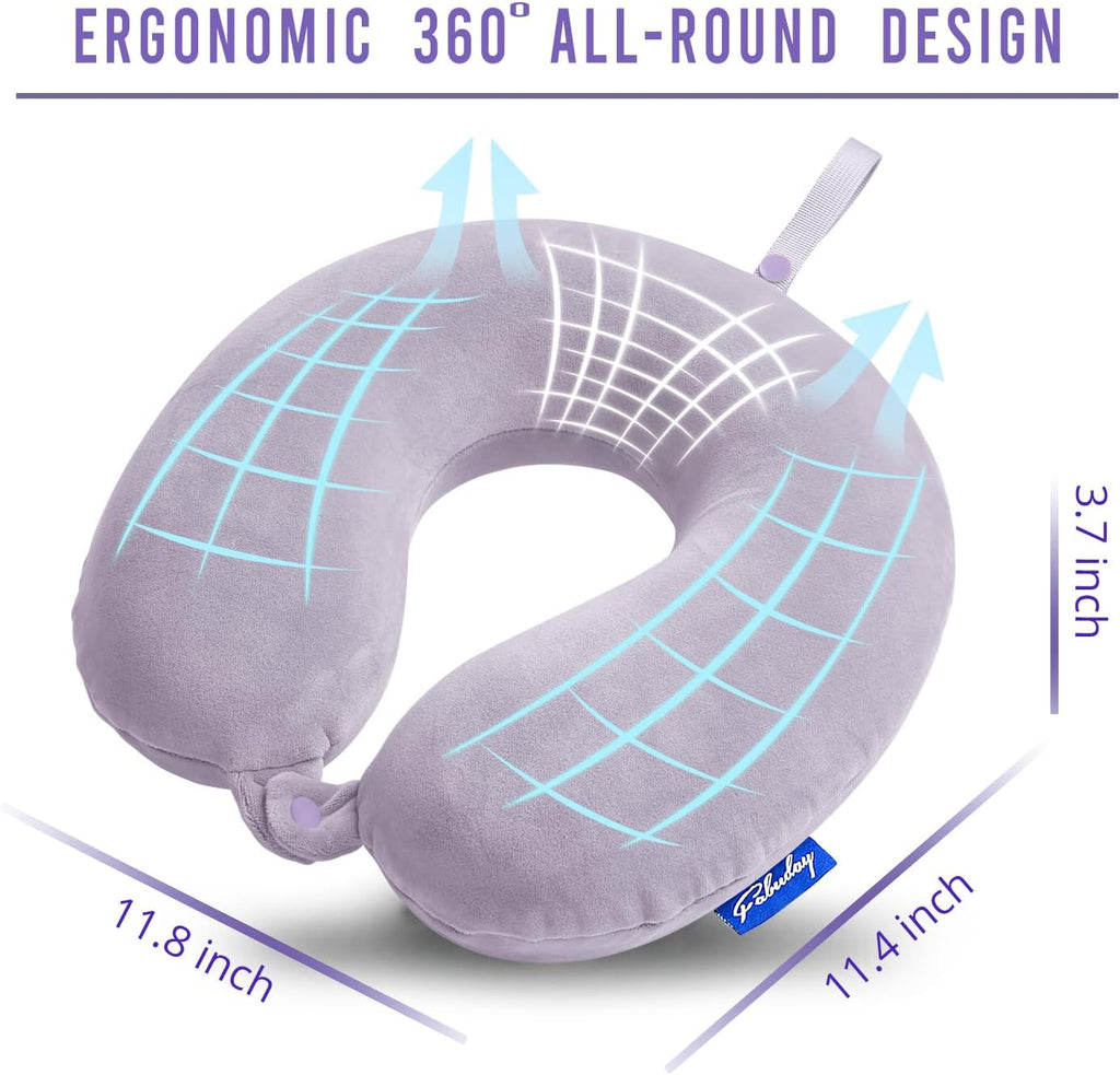 Fabuday Travel Pillow Memory Foam for Airplanes - Neck Pillow for Traveling, Car, Home, Flight Pillow for Sleeping with Attachable Snap Str…