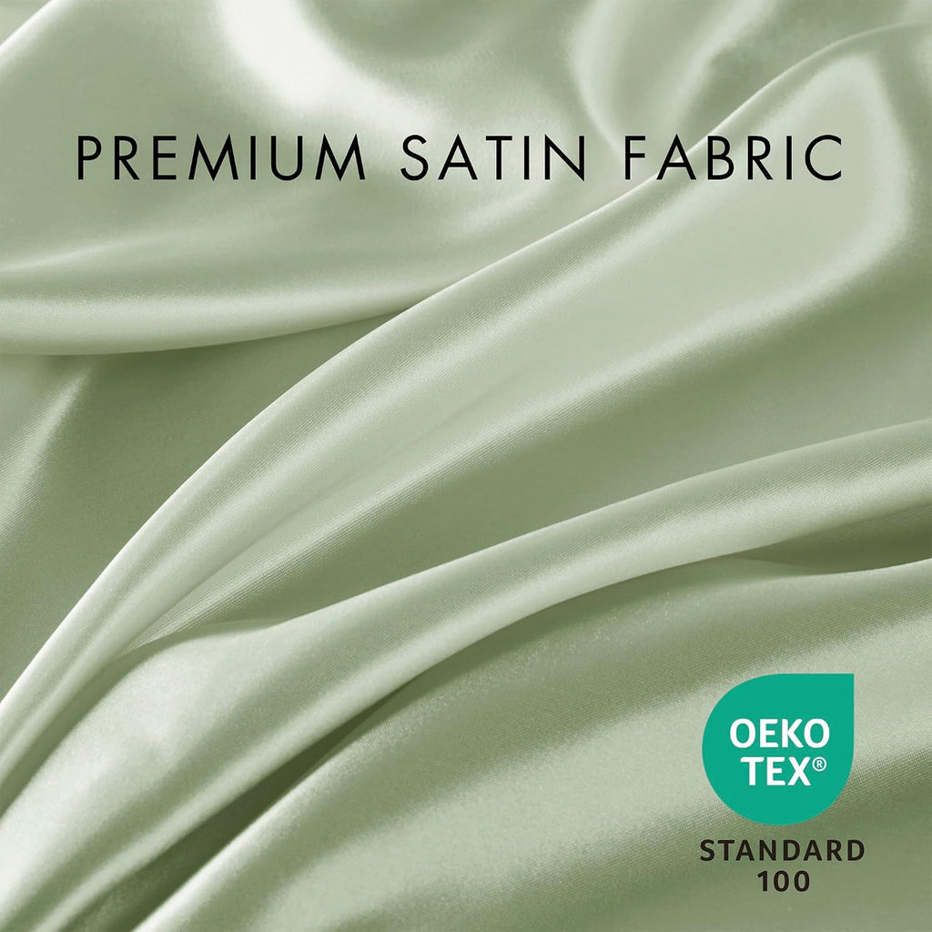 Madisonpark Madison Park Satin Sheets Cal King Size, Luxurious Silky Bed Sheets, Elastic 14" Pocket fits up to 16" Mattress, Wrinkle-Free,…