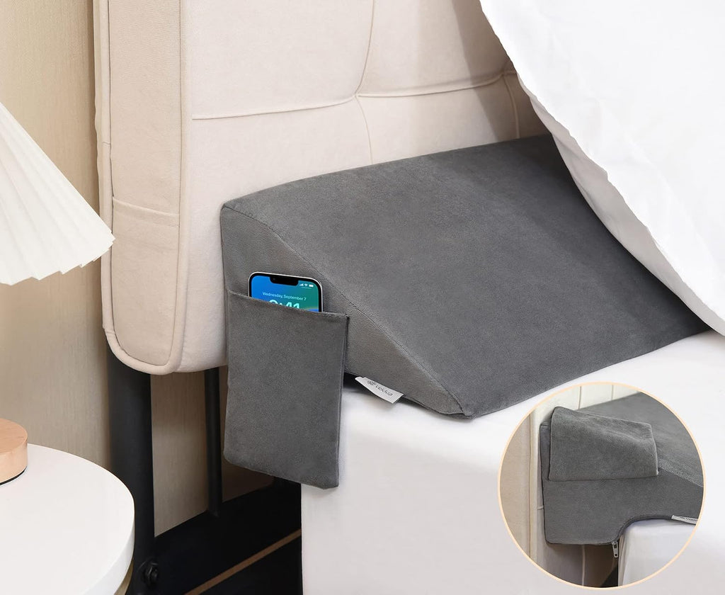 Vekkia Cal King Bed Wedge Pillow for Headboard Gap Filler(0-5"), High-Density Foam, Prevents Pillows & Items Loss, Ergonomic Design, Large…