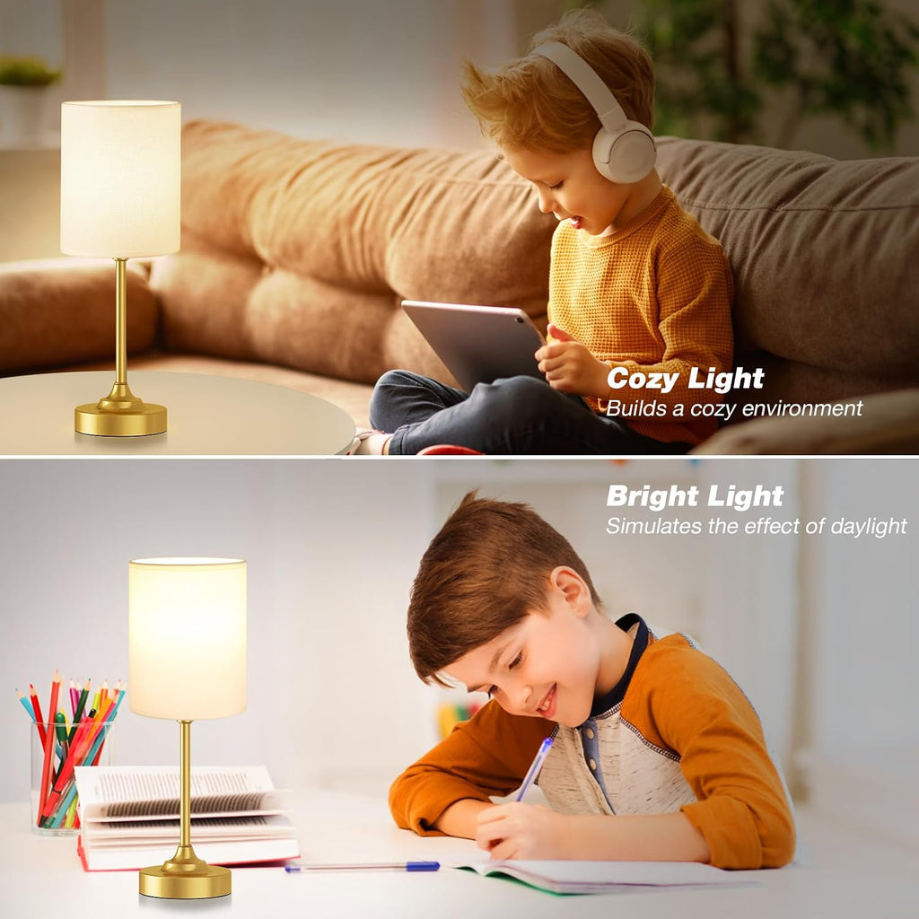 Dicoool Touch Bedside Table Lamps for Bedroom - 3 Way Dimmable Gold Nightstand Lamp, Small Desk Lamp for Office, Living Room, Dorm Room…