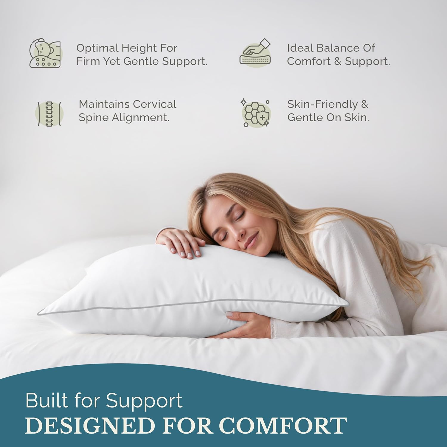 CasaPlatino Casa Platino Standard Pillows Set of 2 - Cozy Soft & Firm Bed Pillow for Side Sleepers & Back Sleepers - Down Alternative Pillo…