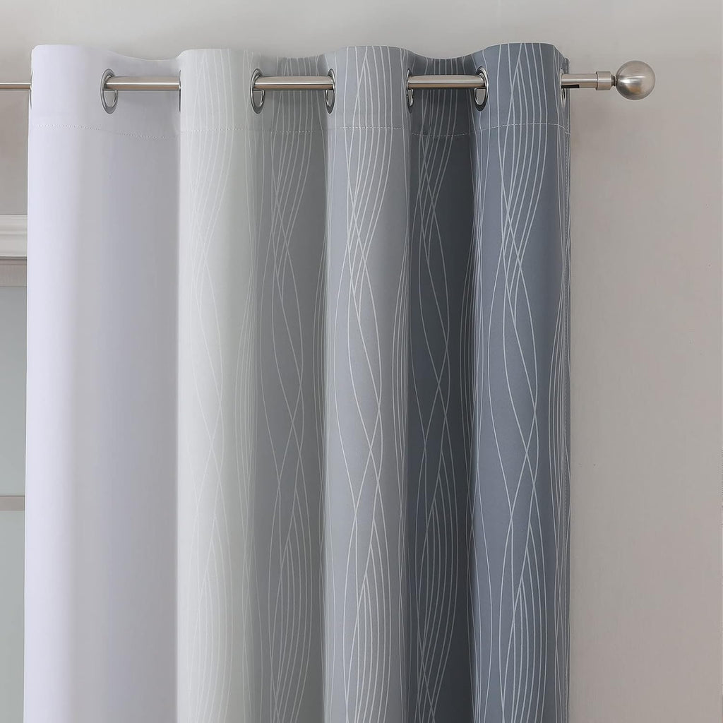 Estelartextiler Estelar Textiler Thermal Insulated Blackout Curtains 96 Inches Long, Ombre Grey and Grayish White Blackout Drapes for Bedro…