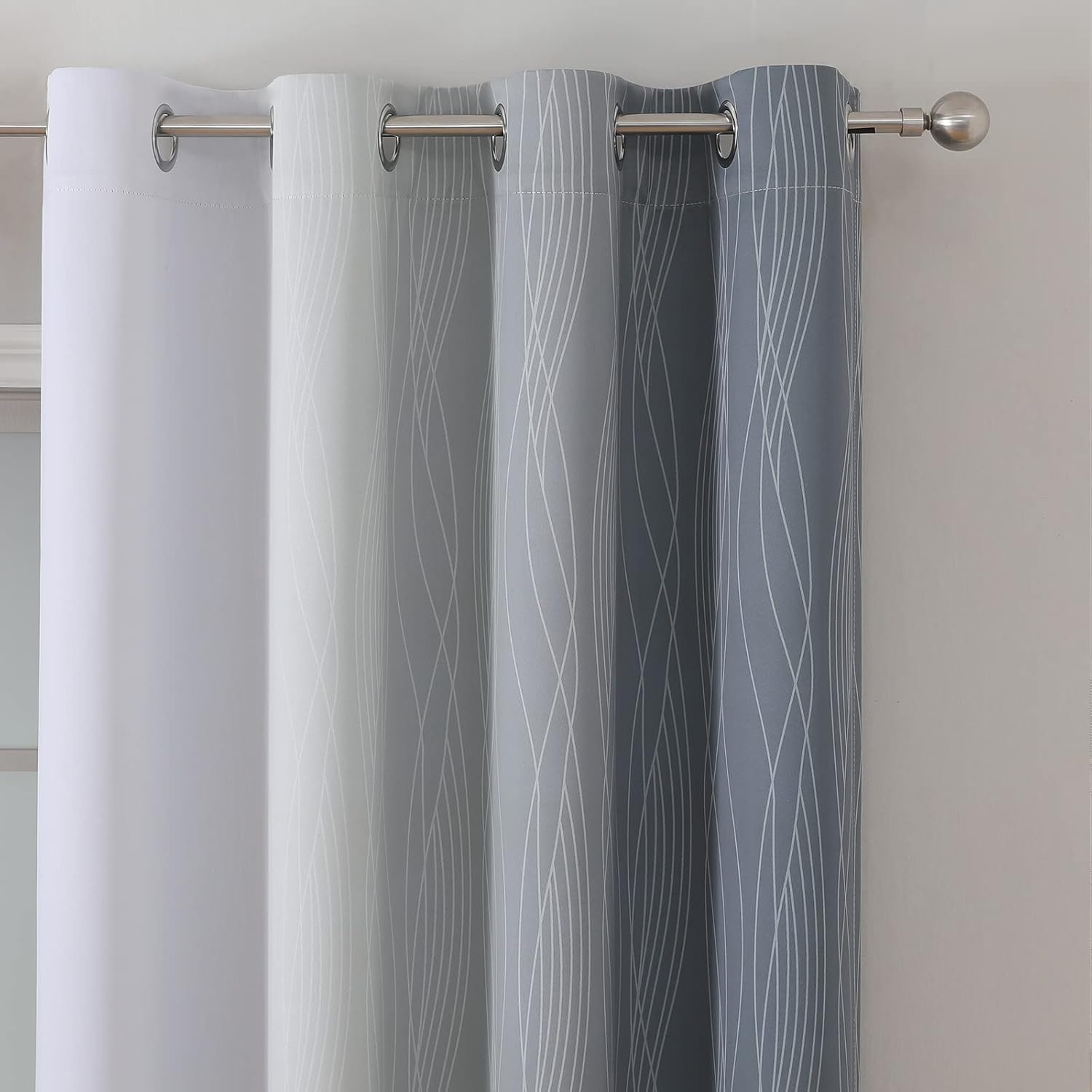 Estelartextiler Estelar Textiler Full Room Darkening Greyish White and Grey Blackout Curtains 72 Inch Length 2 Panels Set, Ombre Thermal In…