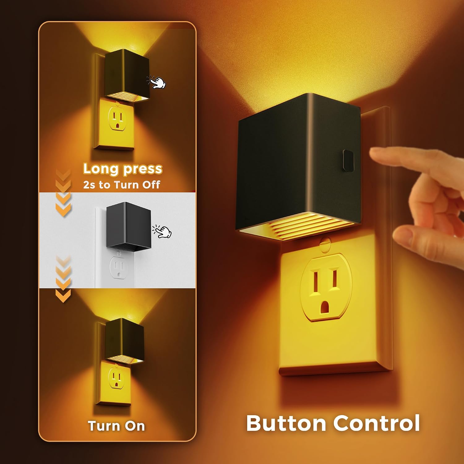 L LOHAS LED Night Light, Night Lights Plug into Wall,[2-Pack] Dimmable Night Light with Light Sensor,1800K Amber Light, Modern Nightlight…