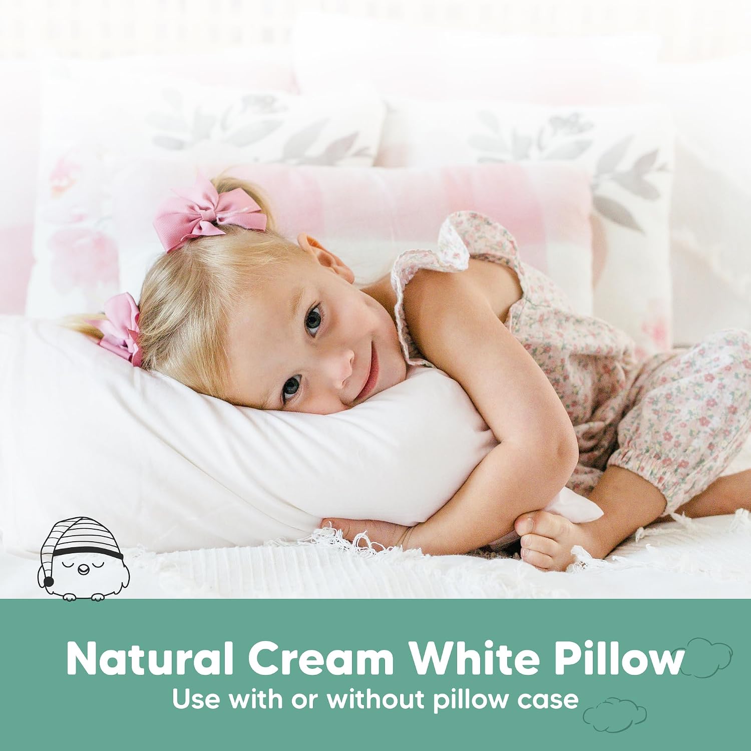 KeaBabies 1-Pack Toddler Pillows 2 Year Old to 5-13x18 Soft Organic Cotton Kids Pillow for Sleeping, Travel, School, Daycare, Nap…