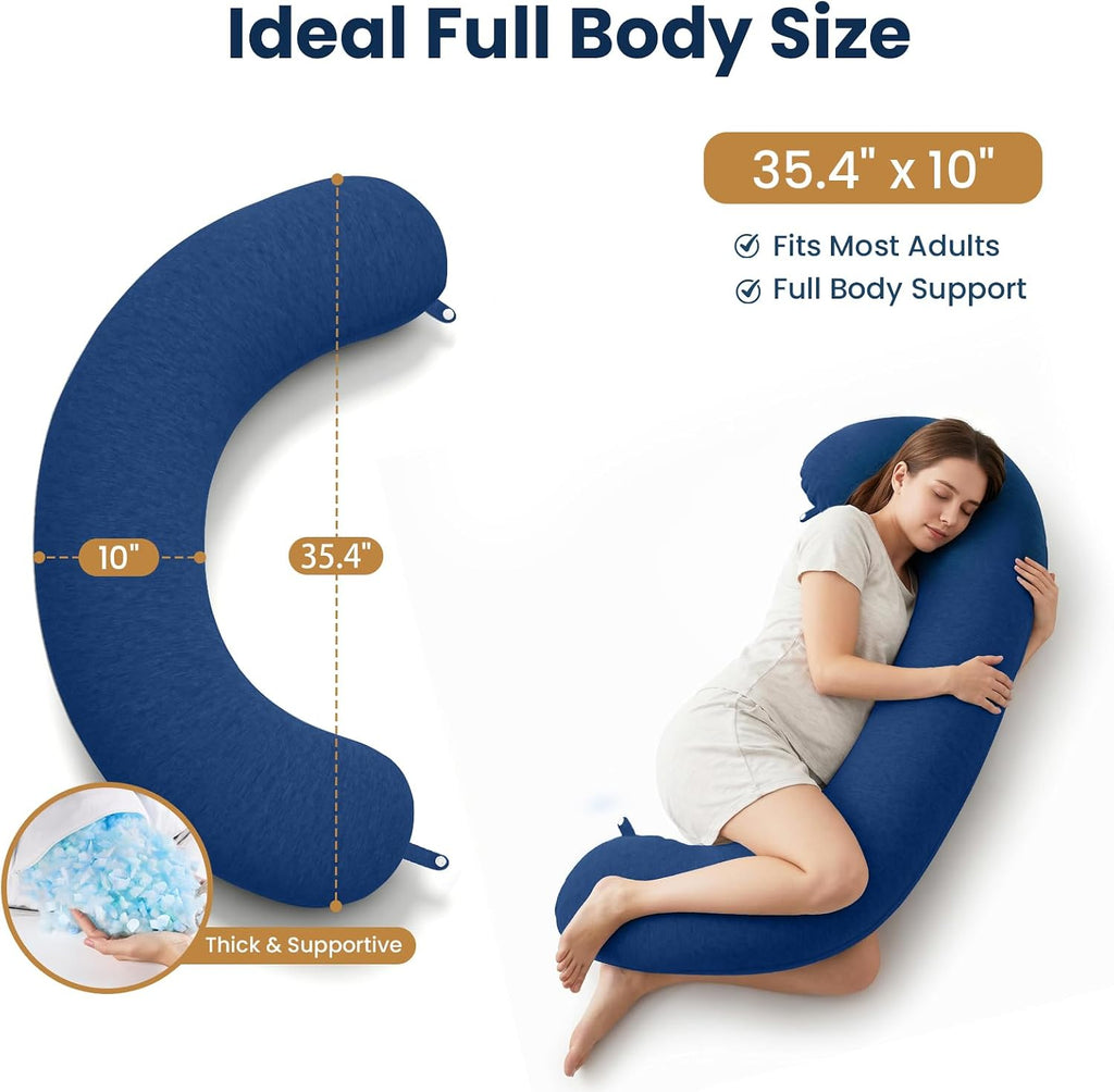 TranquilRelax TranquilRelax C Shaped Body Pillow for Side Sleepers, Memory Foam Long Pillow for Leg, Hip & Back Support, Soft Washab…