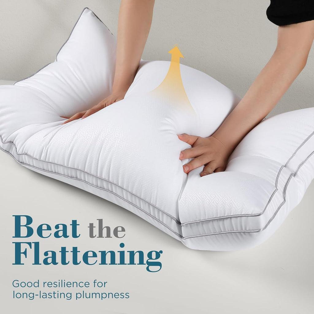 viewstar Bed Pillows Standard Sizes Set of 2, Hotel Quality Cooling Down Alternative Gusseted Pillows for Side, Back, or Stomach…