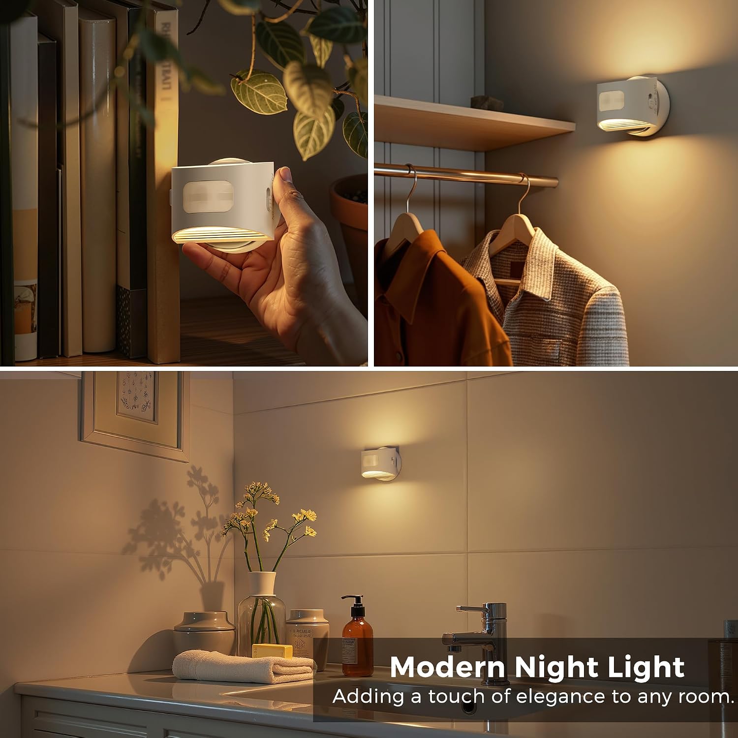 L LOHAS LED Motion Sensor Night Light, Rechargeable Stair Lights Indoor, Portable Warm White Motion Sensor Light Indoor, Battery Operated…