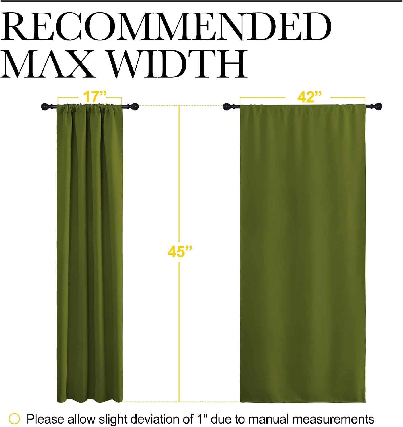 NICETOWN Window Curtains Blackout Drapes, Thermal Insulated Solid Rod Pocket Blackout Draperies for Living Room (1 Pair, 42 by 45 inches…