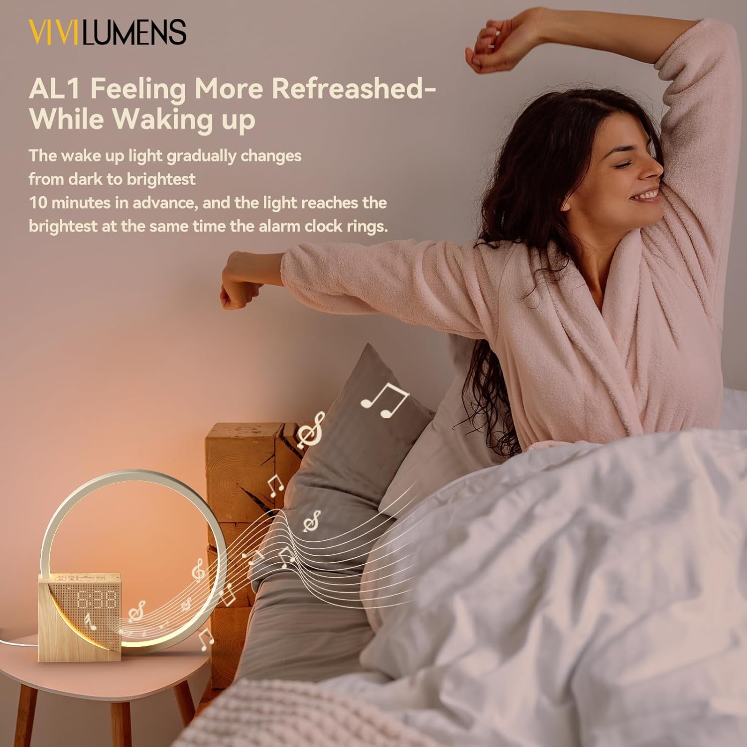 LightUpExquisiteLife Vivilumens Sunrise Alarm Clock for Heavy Sleepers Adults, Wake-up Light, 10 White Noise Sound Machines with…
