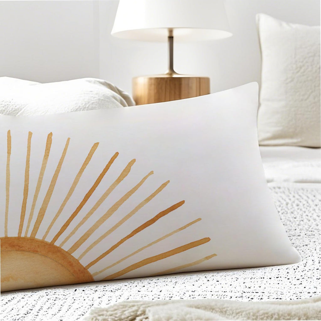 Boho Sun Sunset Sunrise 20x54 Body Pillow Cover, Boho Sunshine Nursery Decor, Minimalist Watercolor Horizontal Sun Sunshine Decorative…