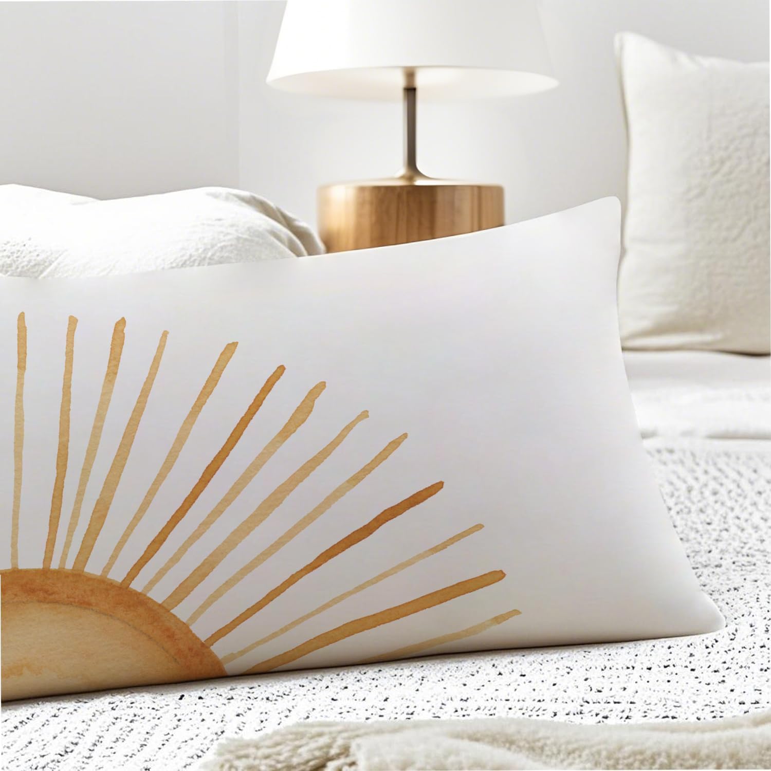 Boho Sun Sunset Sunrise 20x54 Body Pillow Cover, Boho Sunshine Nursery Decor, Minimalist Watercolor Horizontal Sun Sunshine Decorative…