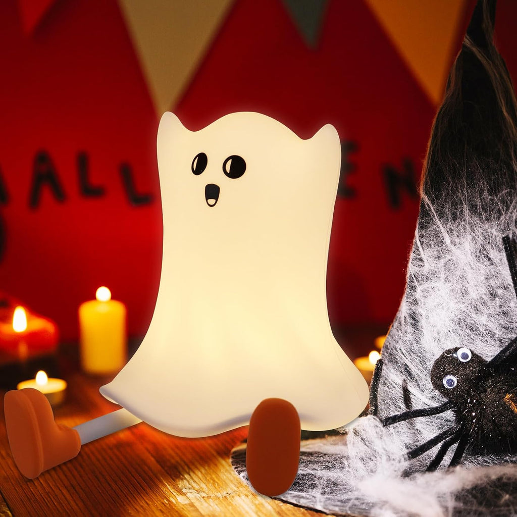 Gefaxi Ghost Night Light Silicone Cute Halloween Ghost Decor Night Light for Breastfeeding Squishy Ghost Nightlight Cordless Rechargeable D…