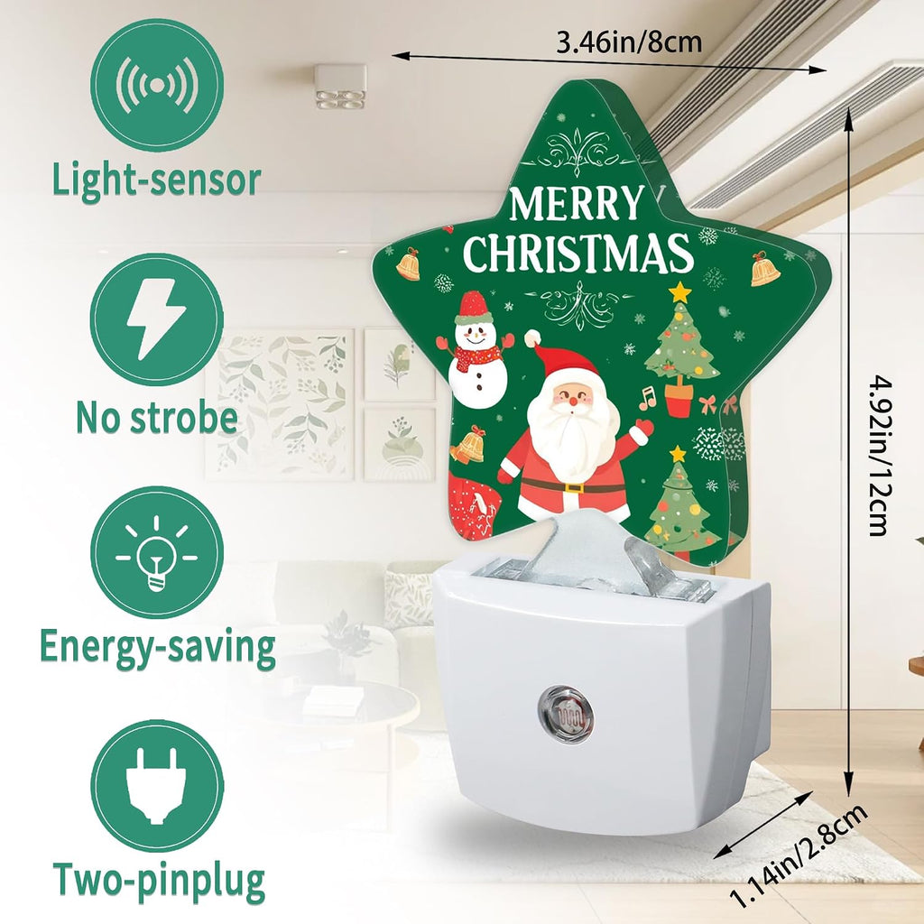 Star Night Light with Dusk to Dawn Sensor, Santa Claus Plug in Night Light for Kids Bedroom Nursery, Soft Warm Glow Lamp for Hallway…