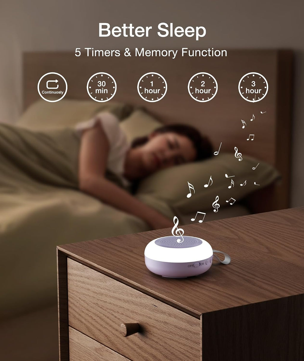 Portable Sound Machine, LEICEX White Noise Machine,33 Soothing Sound 10 Colors Night Light Sleep Machine for Baby Kids, Timer and Memory…