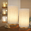 Minimalist Bedside Table Lamps for Bedrooms Set of 2, 3 Color Temperature Bedside Lamps with Round Fabric Linen Shade, Small Desk Lamp…