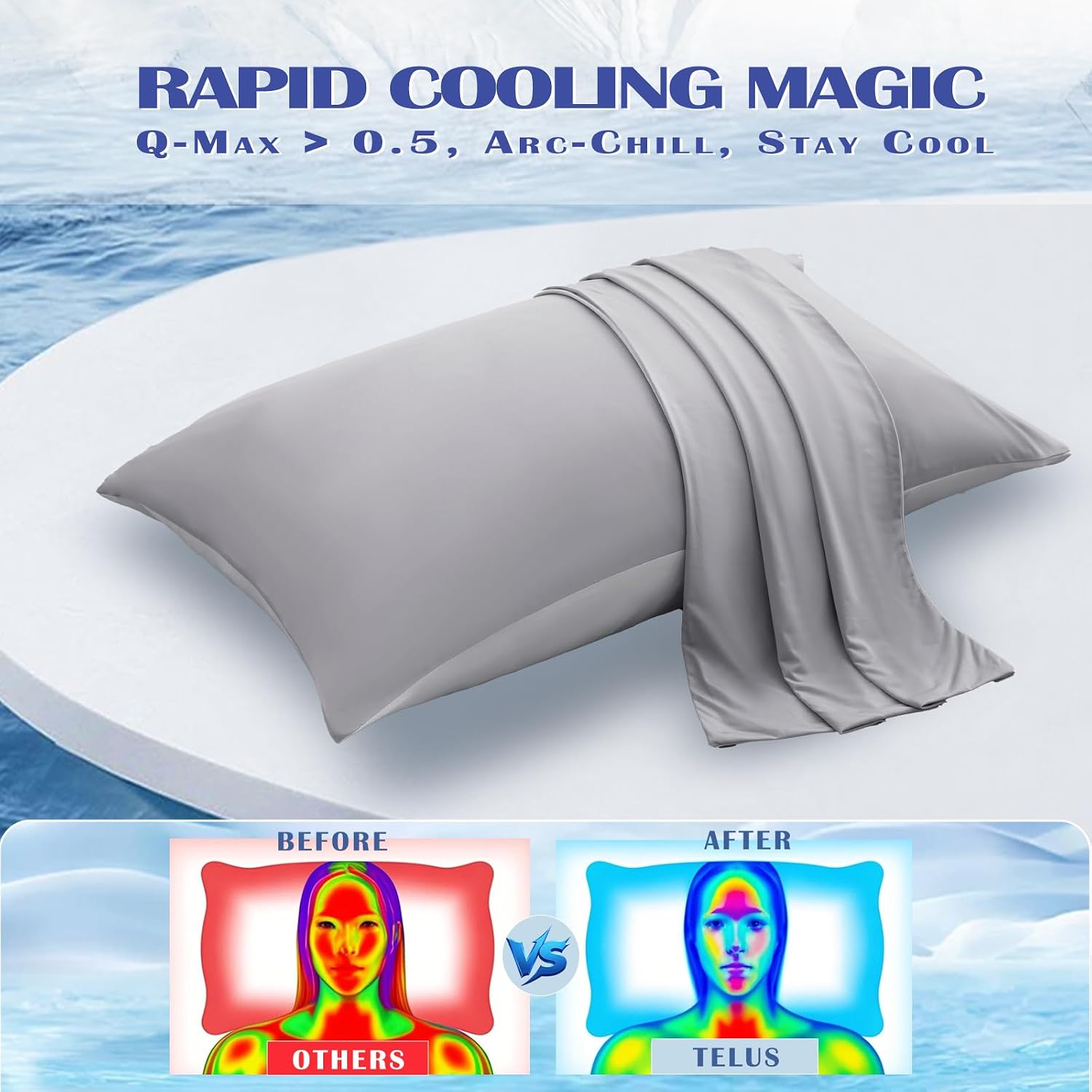 TELUS Cooling Pillowcases Standard Size 2-Pack, Silky Soft Breathable Pillow Case with Envelope Close, Stay Cool Pillow Cover for Hot…
