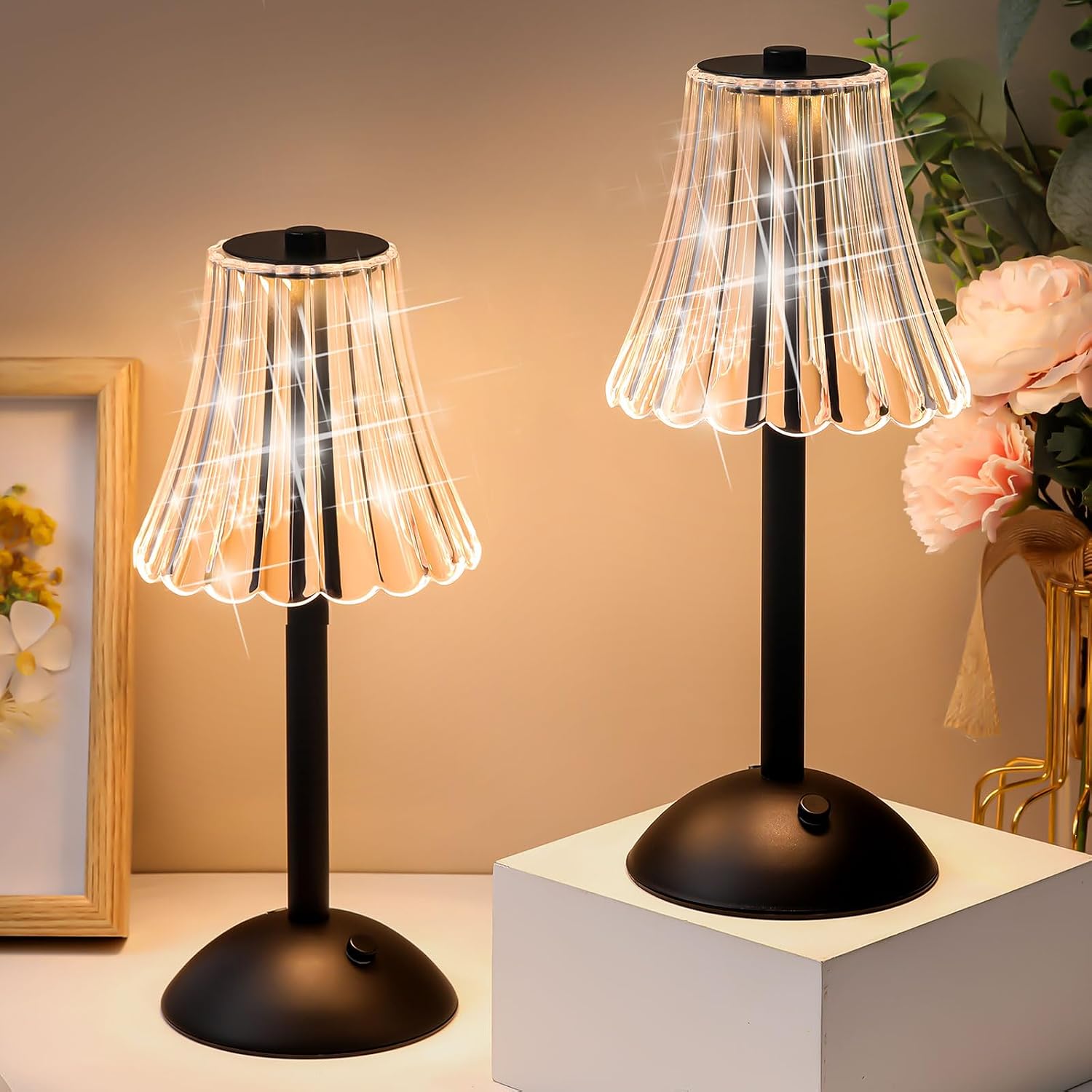 Liliful 1 Pcs Cordless Table Lamp Rechargeable Touch LED Small Gold Portable Battery Operated USB-c Desk Lamp 3 Color Dimmable for…