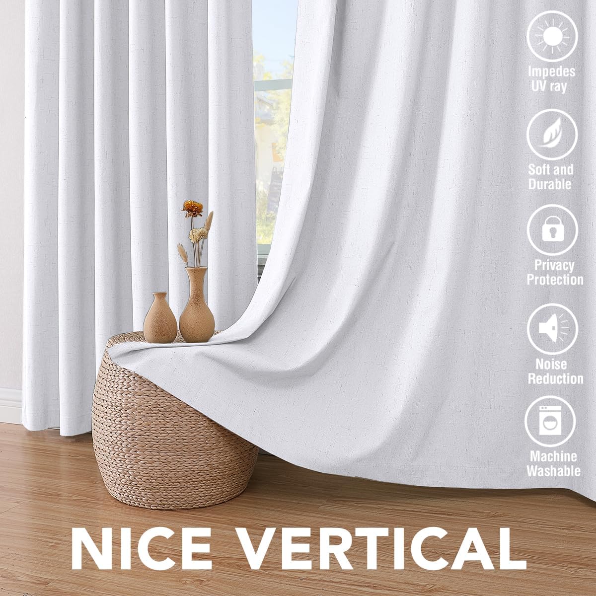 H.VERSAILTEX 108 inch Curtains, Linen Blackout Curtains 100% Absolutely Blackout, Thermal Insulated Textured Linen Look Curtain Draperies…