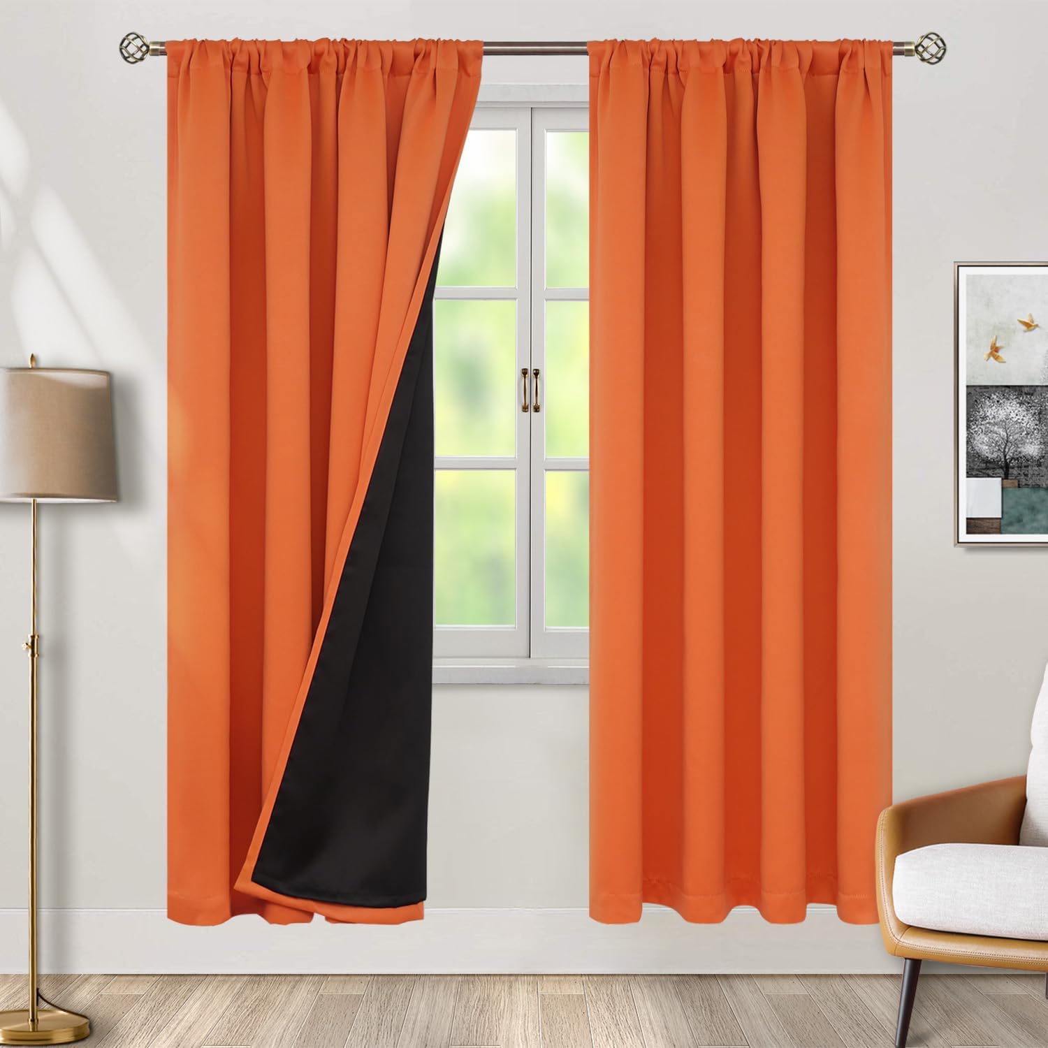 BGment Burnt Orange 100% Blackout Curtains for Bedroom/Living Room, Fall Full Room Darkening Noise Reducing Curtains 84 Inch Length…