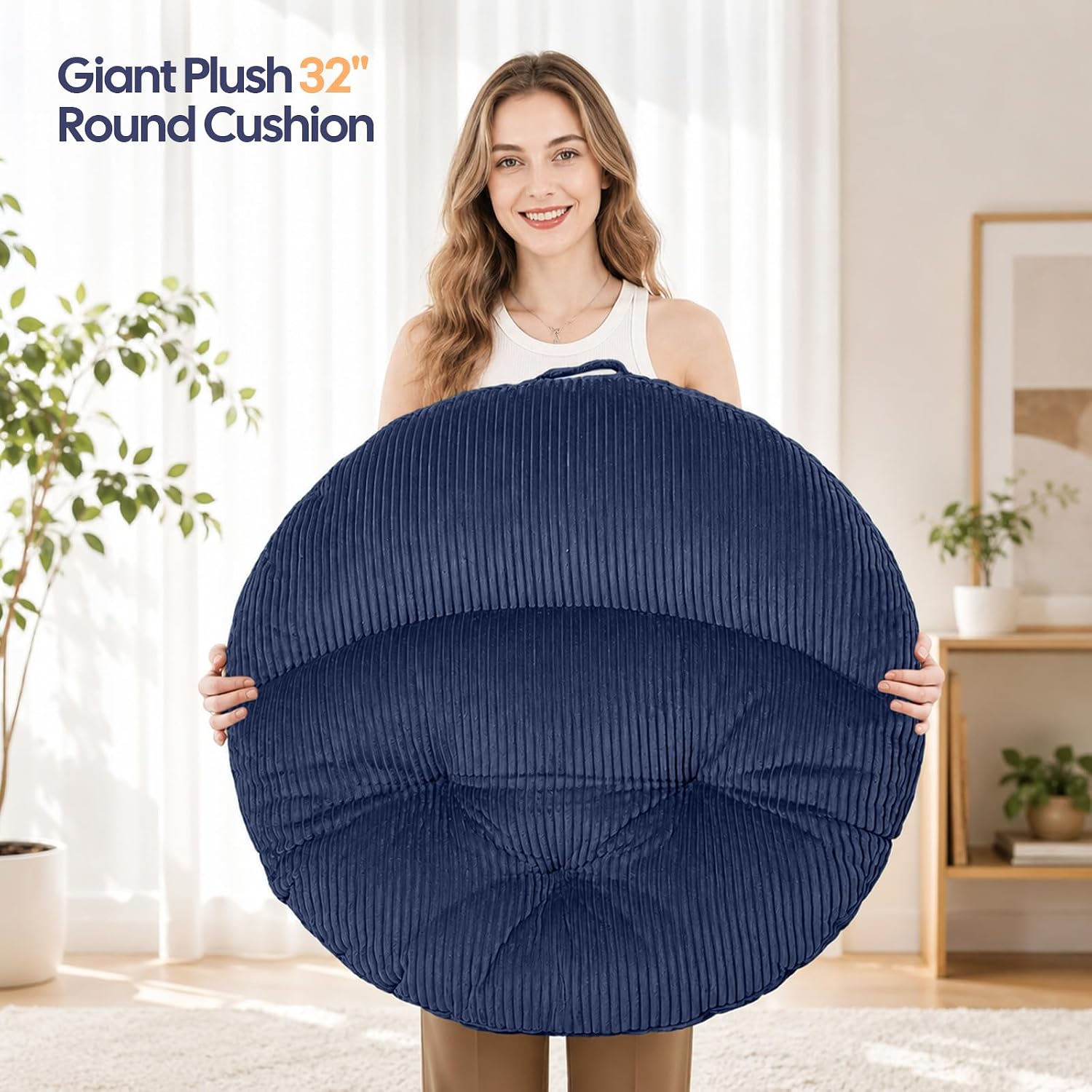 Meditation Cushion, Extra Large Floor Pillow Cushion for Adults, Round Tufted Japanese Meditation Pillow for Tatami Living Room, Yoga…