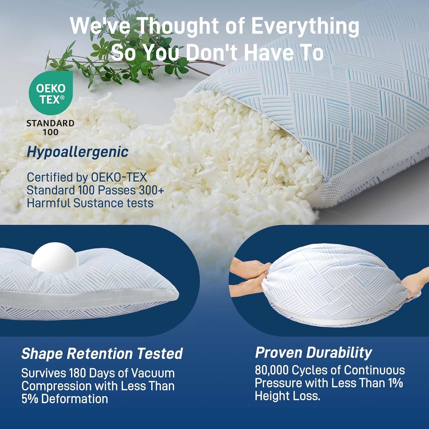 Lyralith Shredded Memory Foam Cooling Soft Bamboo Viscose Pillows Queen Size Set of 2, Adjustable Hypoallergenic Hotel Quality Bed…