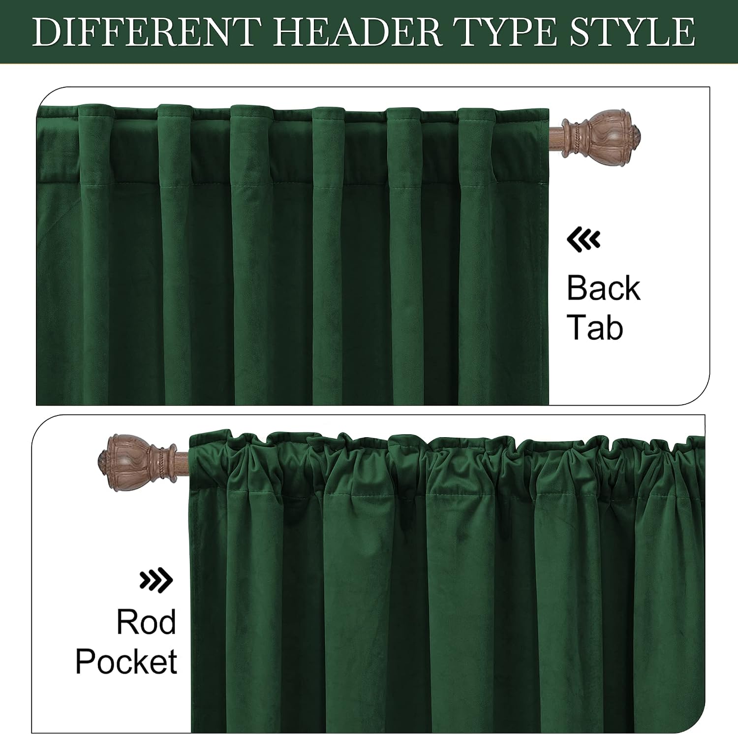 Rybhome RYB HOME Hunter Green Velvet Curtains for Bedroom Living Room, Thermal Insulated Privacy UV Heat Blocking Luxurious Soft Rod Pocket…