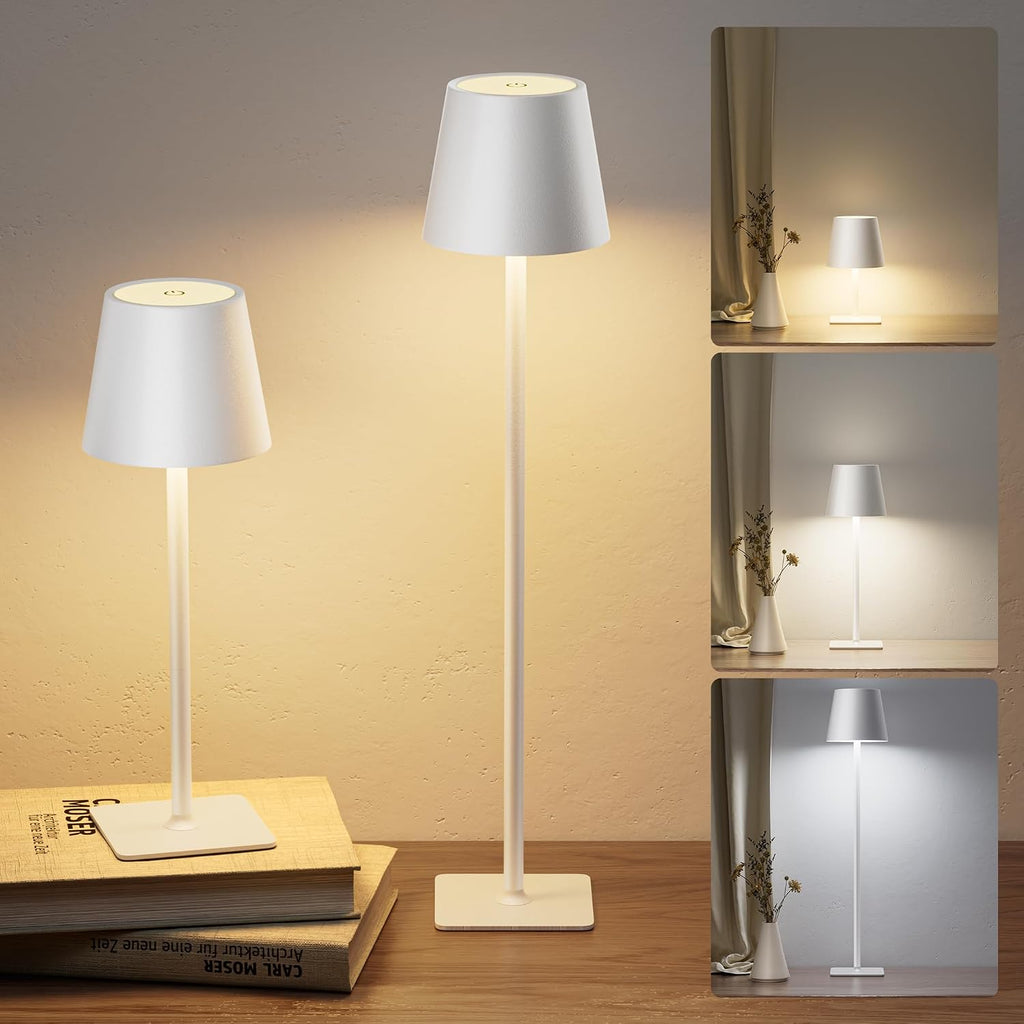 JACKYLED Cordless Lamp DIY Height, 3 Color Stepless Dimming, 5000mAh Battery Operated Lamp Portable Rechargeable for Bedroom Dinning…
