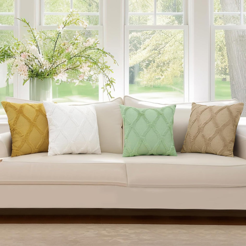 decorUhome Summer Throw Pillow Covers 12x20 Inch Set of 2, Soft Plush Faux Fur Wool Lumbar Sage Green Accent Couch Pillow Covers for Modern…