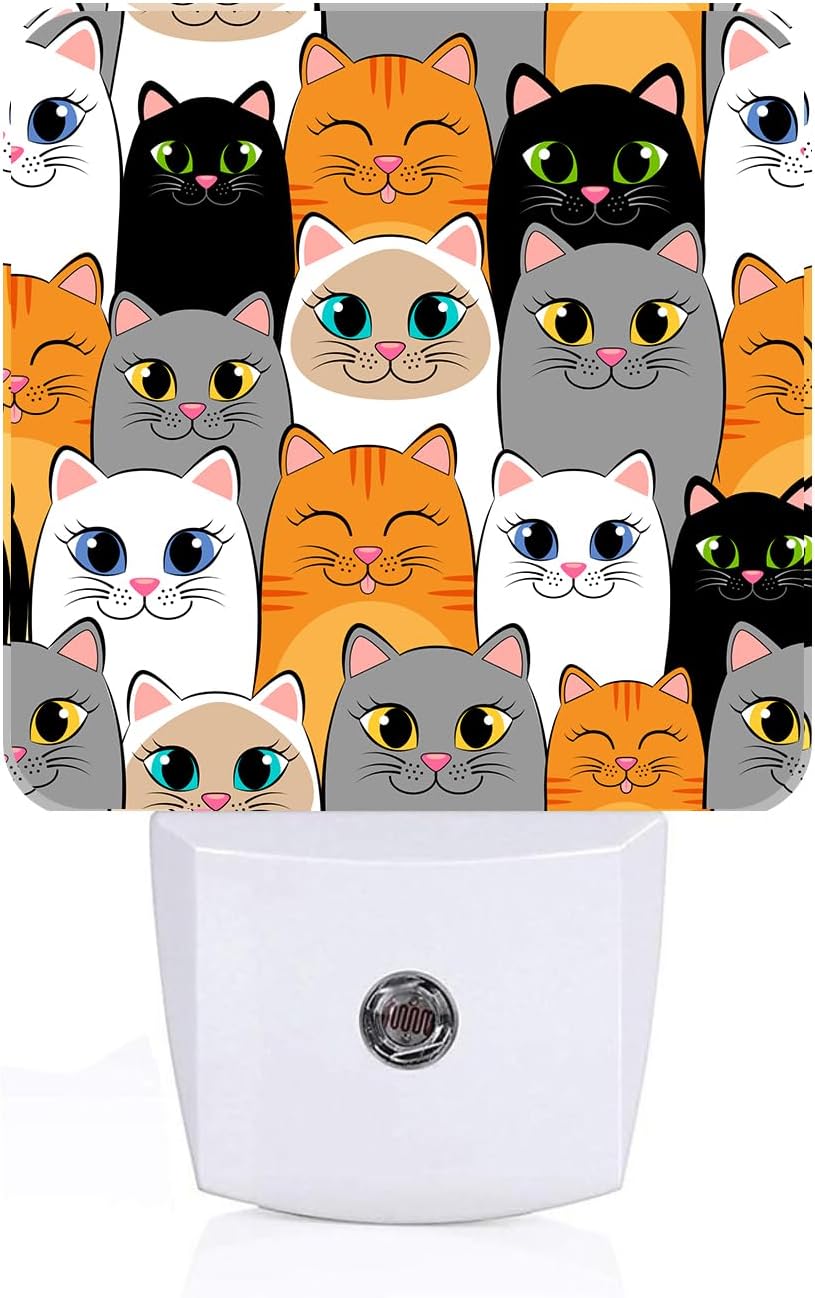 Cats Night Light, Plug Into Wall Decor for Stairway, Hallway, Kitchen, Dusk to Dawn Sensor Nightlights for Boys/Girls/Women/Men Room Gifts