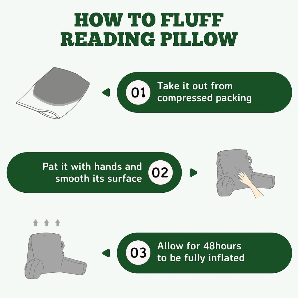 Unisakey Portable Comfy Reading Pillows for Bed Sitting Up(Green Oeko-Tex), Velvet Back Pillow with Arms & Pockets for Adults, Support…