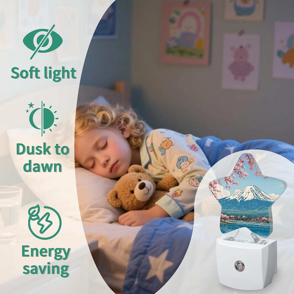 Mount Fuji Star Night Light Plug in, Soft Glow Night Light for Kids Bedroom Nursery, Gentle Warm Light for Sleep, Compact Lamp for…