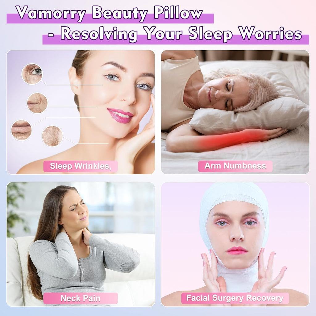 VamorryDirect Anti Wrinkle Ergonomic Back Sleep Training Pillow: Cervical Memory Foam Anti Aging Beauty Pillow for Neck - Contoured Neck &…
