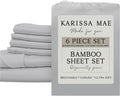 KARISSA MAE 6 Piece Pure Viscose from Bamboo Queen Size Sheet Set | 100% FSC Certified | Luxuriously Soft | Cooling | 18" Deep Pocket…