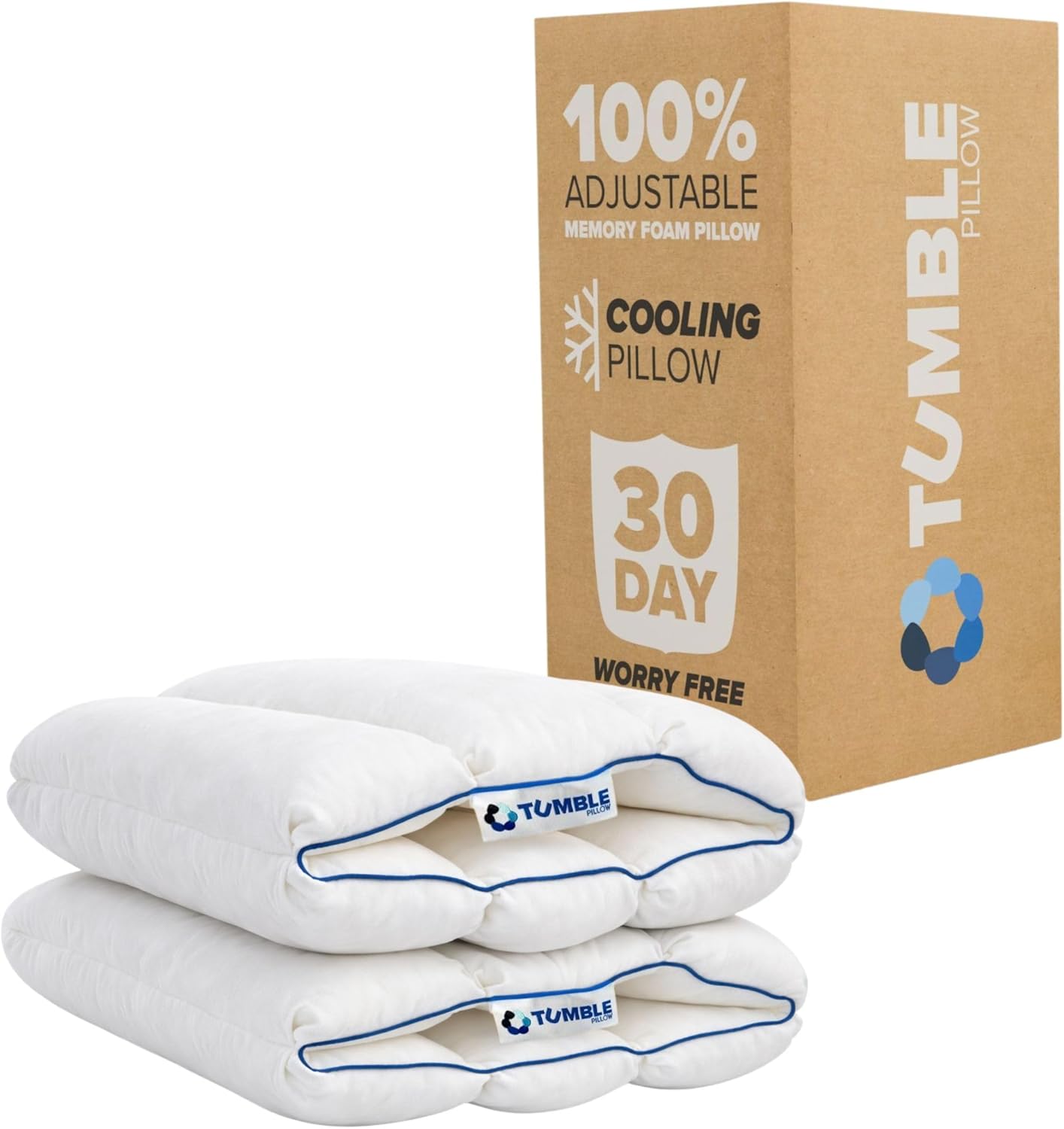 TUMBLE 6-Chamber Adjustable Bed Pillow | Back, Side & Stomach Sleepers | Cooling Cover | Memory Foam & Gel Fiber Fill | Customize Your…