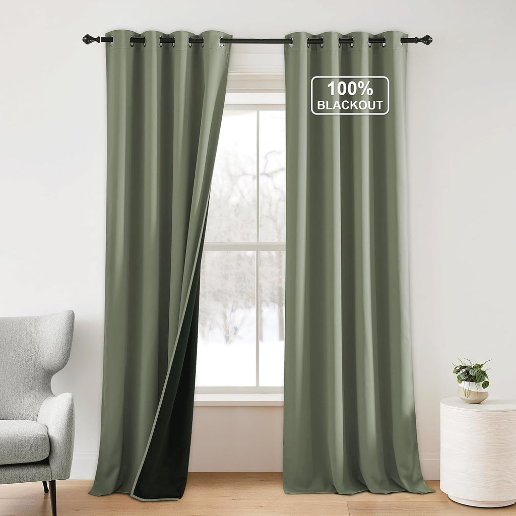 NICETOWN Room Darkening Plylux Curtains 95" Long for Farmhouse Home Decor, Thermal Insulated Window Treatment Privacy Drapes for Bedroom…