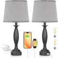 Seealle Grey Lamps for Bedrooms Set of 2 - Touch Control Bedside Lamp with USB C+A, 3 Way Dimmable Nightstand Lamps with USB Port, Table…