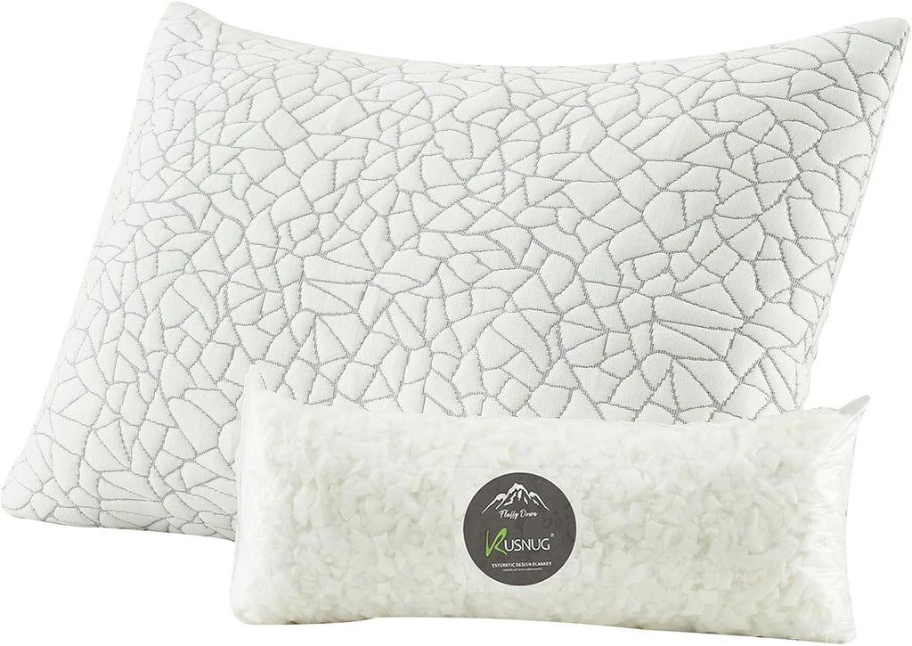 Shredded Memory Foam Pillow for Sleeping, Cooling Bed Pillows Queen Size, Adjustable Soft and Firm Pillows or Side, Back, Stomach…