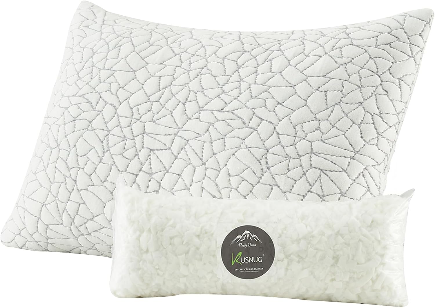Shredded Memory Foam Pillow for Sleeping, Cooling Bed Pillows Queen Size, Adjustable Soft and Firm Pillows or Side, Back, Stomach…